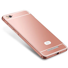 Custodia Lusso Metallo Laterale e Silicone Cover M01 per Xiaomi Mi 4i Oro Rosa