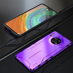 Custodia Lusso Metallo Laterale e Silicone Cover T01 per Huawei Mate 30 Viola