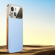 Custodia Lusso Pelle Cover AC1 per Apple iPhone 15 Plus Azzurro