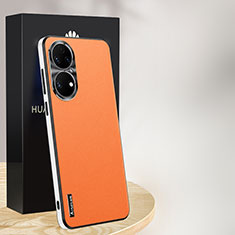 Custodia Lusso Pelle Cover AT1 per Huawei P50 Arancione