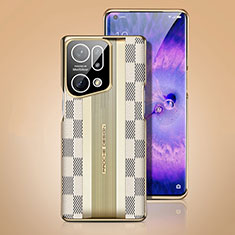 Custodia Lusso Pelle Cover AT1 per Oppo Find X5 5G Bianco