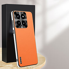 Custodia Lusso Pelle Cover AT1 per Xiaomi Mi 14 5G Arancione