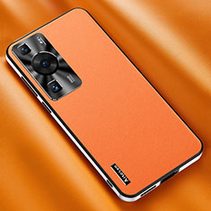 Custodia Lusso Pelle Cover AT2 per Huawei P60 Arancione