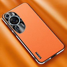 Custodia Lusso Pelle Cover AT2 per Huawei P60 Art Arancione