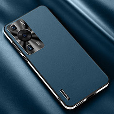 Custodia Lusso Pelle Cover AT2 per Huawei P60 Blu