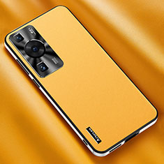 Custodia Lusso Pelle Cover AT2 per Huawei P60 Giallo