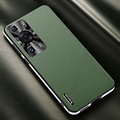 Custodia Lusso Pelle Cover AT2 per Huawei P60 Verde