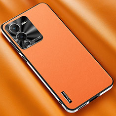 Custodia Lusso Pelle Cover AT2 per Vivo V25 Pro 5G Arancione