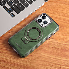 Custodia Lusso Pelle Cover con Mag-Safe Magnetic JD1 per Apple iPhone 14 Pro Verde