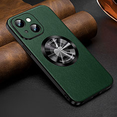 Custodia Lusso Pelle Cover con Mag-Safe Magnetic LD2 per Apple iPhone 13 Verde