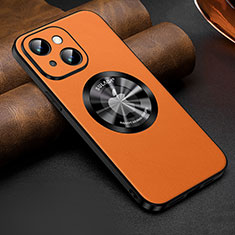 Custodia Lusso Pelle Cover con Mag-Safe Magnetic LD2 per Apple iPhone 14 Arancione