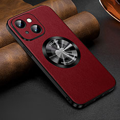 Custodia Lusso Pelle Cover con Mag-Safe Magnetic LD2 per Apple iPhone 15 Rosso