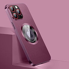 Custodia Lusso Pelle Cover con Mag-Safe Magnetic QC1 per Apple iPhone 14 Pro Rosso