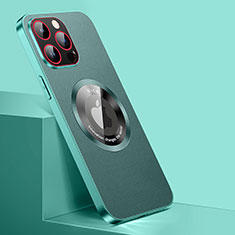 Custodia Lusso Pelle Cover con Mag-Safe Magnetic QC1 per Apple iPhone 14 Pro Verde