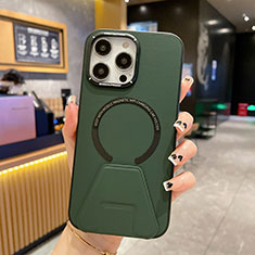 Custodia Lusso Pelle Cover con Mag-Safe Magnetic QC2 per Apple iPhone 14 Pro Verde