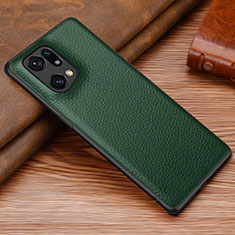 Custodia Lusso Pelle Cover DL1 per Oppo Find X5 5G Verde