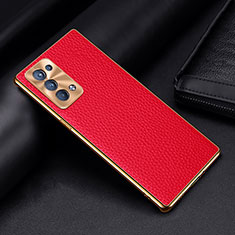 Custodia Lusso Pelle Cover DL2 per Oppo Reno6 Pro+ Plus 5G Rosso