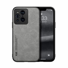 Custodia Lusso Pelle Cover DY1 per Oppo Find X3 5G Grigio