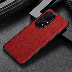 Custodia Lusso Pelle Cover GS1 per Huawei P50 Pro Rosso