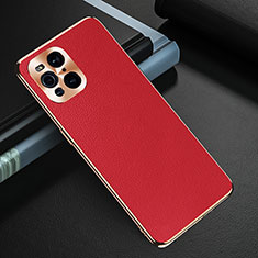 Custodia Lusso Pelle Cover GS1 per Oppo Find X3 5G Rosso