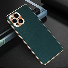 Custodia Lusso Pelle Cover GS1 per Oppo Find X3 5G Verde