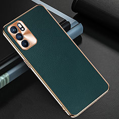 Custodia Lusso Pelle Cover GS1 per Oppo Reno6 5G Verde