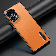 Custodia Lusso Pelle Cover JB4 per Oppo Find X5 Pro 5G Arancione