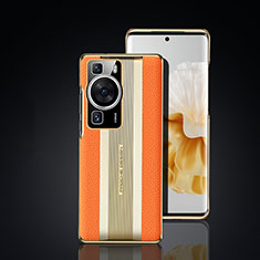 Custodia Lusso Pelle Cover JB6 per Huawei P60 Arancione