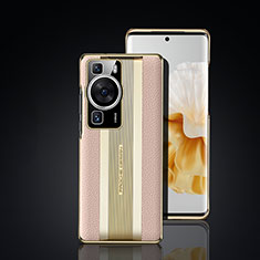 Custodia Lusso Pelle Cover JB6 per Huawei P60 Pro Oro