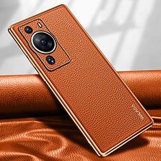 Custodia Lusso Pelle Cover LD1 per Huawei P60 Arancione