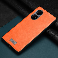 Custodia Lusso Pelle Cover LD2 per Huawei P50 Pro Arancione