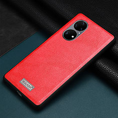 Custodia Lusso Pelle Cover LD2 per Huawei P50 Pro Rosso