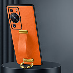 Custodia Lusso Pelle Cover LD3 per Huawei P60 Arancione