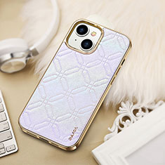 Custodia Lusso Pelle Cover LD4 per Apple iPhone 14 Plus Argento