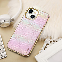 Custodia Lusso Pelle Cover LD4 per Apple iPhone 15 Plus Rosa