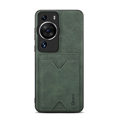 Custodia Lusso Pelle Cover MT4 per Huawei P60 Verde