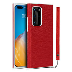 Custodia Lusso Pelle Cover N01 per Huawei P40 Pro Rosso