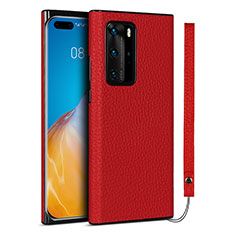 Custodia Lusso Pelle Cover N02 per Huawei P40 Pro Rosso