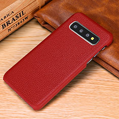 Custodia Lusso Pelle Cover P01 per Samsung Galaxy S10 Rosso