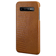 Custodia Lusso Pelle Cover P02 per Samsung Galaxy S10 Marrone