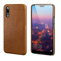 Custodia Lusso Pelle Cover P03 per Huawei P20 Marrone