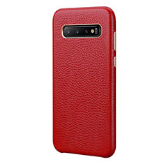 Custodia Lusso Pelle Cover P03 per Samsung Galaxy S10 Plus Rosso