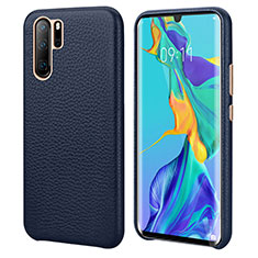 Custodia Lusso Pelle Cover P04 per Huawei P30 Pro Blu