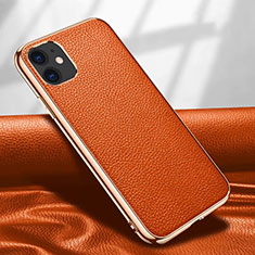 Custodia Lusso Pelle Cover per Apple iPhone 12 Mini Arancione