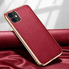 Custodia Lusso Pelle Cover per Apple iPhone 12 Mini Rosso
