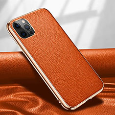 Custodia Lusso Pelle Cover per Apple iPhone 12 Pro Arancione