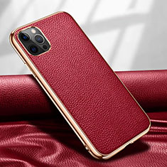 Custodia Lusso Pelle Cover per Apple iPhone 12 Pro Rosso