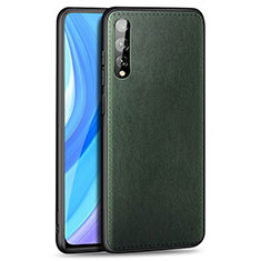 Custodia Lusso Pelle Cover per Huawei Enjoy 10S Verde