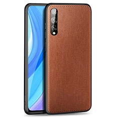 Custodia Lusso Pelle Cover per Huawei Y8p Marrone