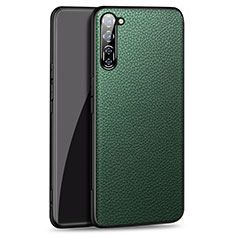 Custodia Lusso Pelle Cover per Oppo F15 Verde